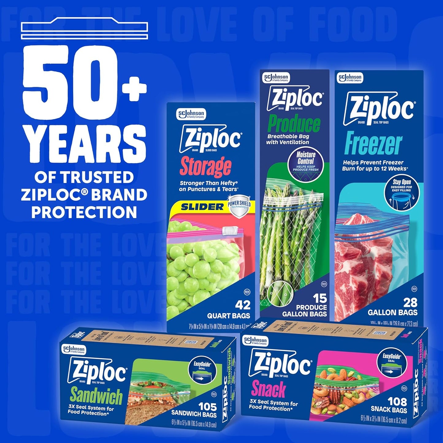 Ziploc Quart Freezer Bags BPA-Free – Streamlined Freezer Organization for Working Families, 100 Count