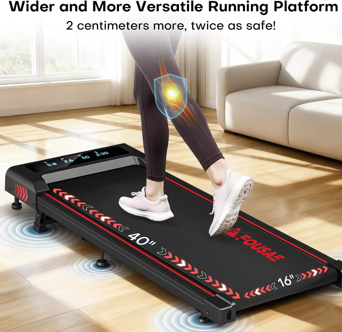 0.6–6.2 mph speed range covering walking, working, and jogging in one machine