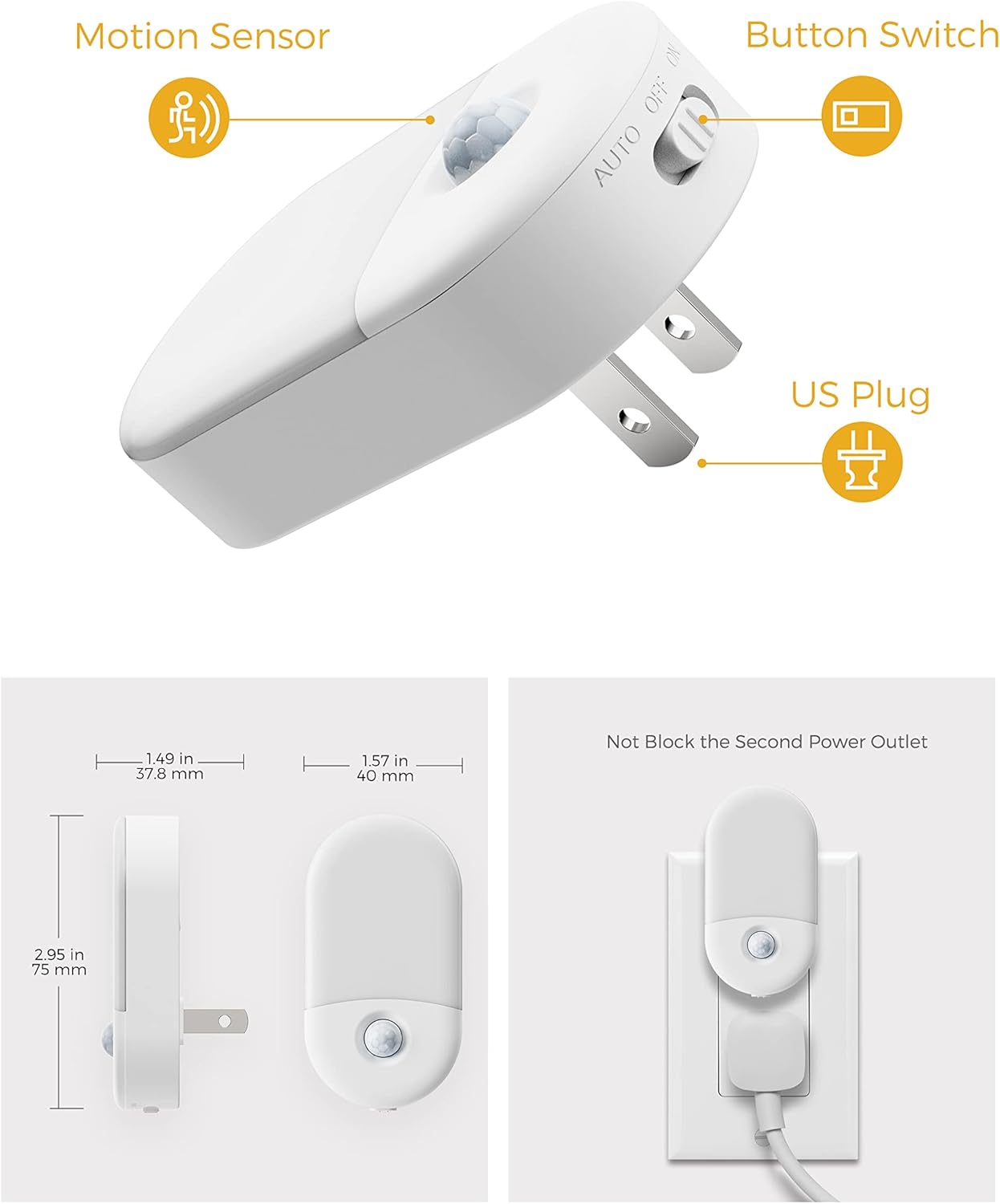 0.6w maximum power consumption, 120v plug-in