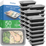 Dealusy 50 Pack 24 oz Reusable Meal Prep Containers – Lunchbox Set for Students and Commuters Eating on a Tight Schedule