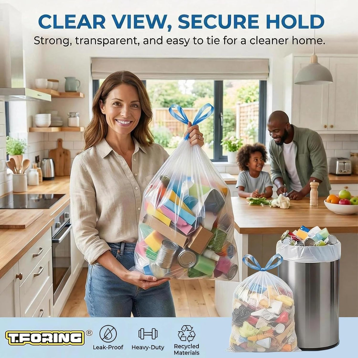GlacierGear Drawstring Small Trash Bags 4 Gallon – Home Office and Shared Workspace Bin Liners, 1.1 Mil HDPE 120 Count