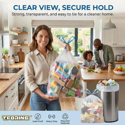 GlacierGear Drawstring Small Trash Bags 4 Gallon – Home Office and Shared Workspace Bin Liners, 1.1 Mil HDPE 120 Count
