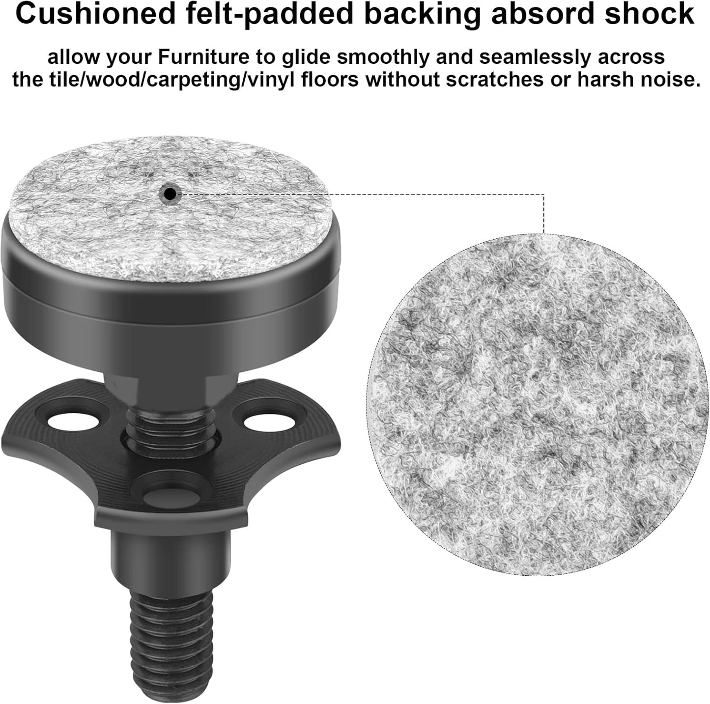 1 3/8" diameter, 1/2" thick commercial-quality base with nylon bottom for floor-safe contact