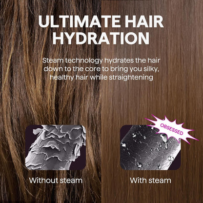 Wavytalk Steam Flat Iron 1.38 Inch Nano Titanium - Premium Salon-Grade Silk Press Straightener for Natural Hair at Home
