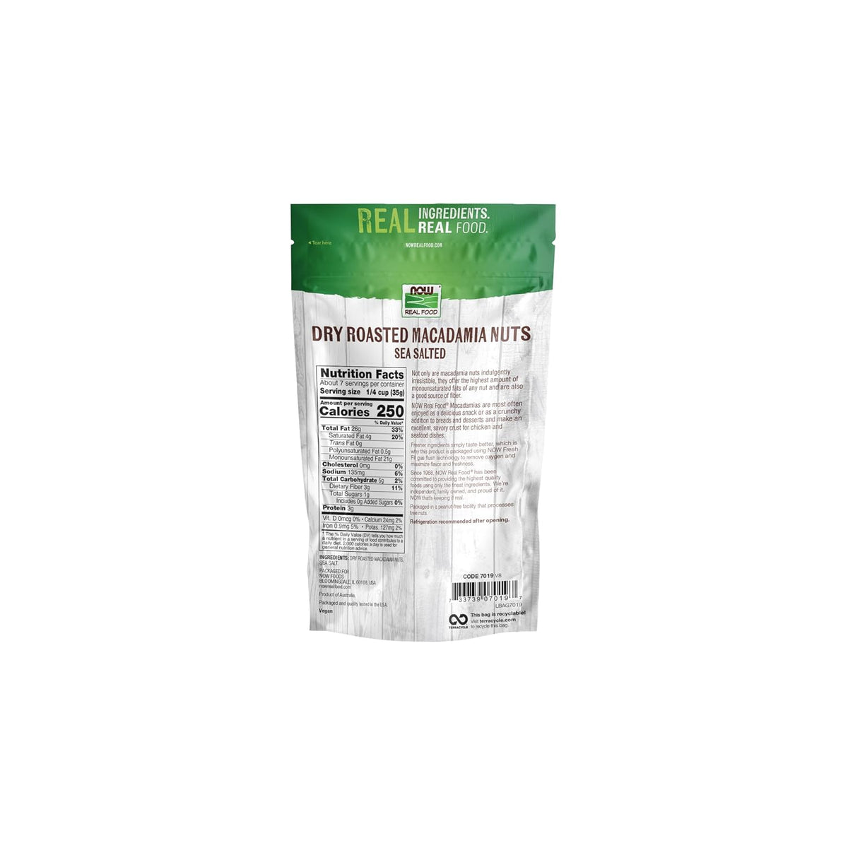 1/4-cup serving size of 35 g with 3 g of protein and 3 g of fiber