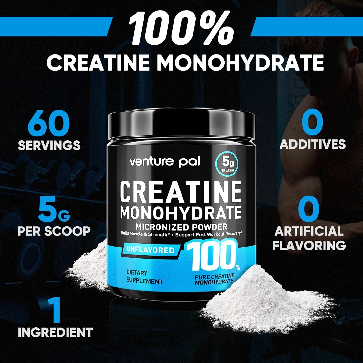 10.6 oz / ~300g jar yielding roughly 60 servings, with a money-back guarantee
