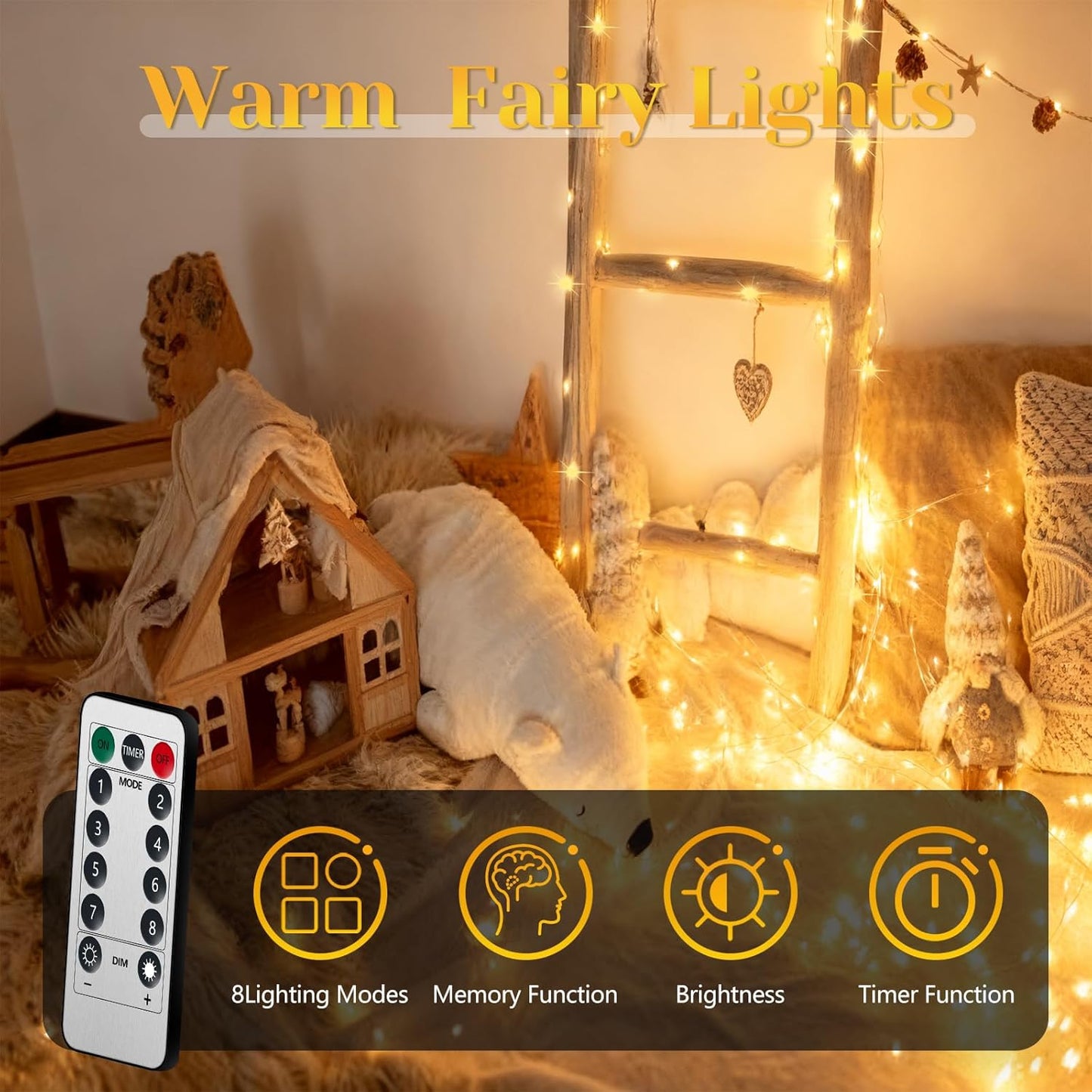 10 adjustable brightness levels and smart 6-hour on / 18-hour off auto timer cycle