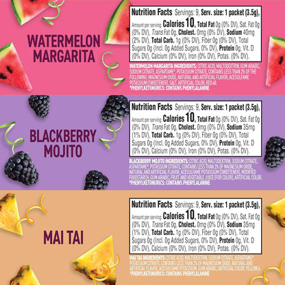 10 calories, zero sugar, caffeine free, and low sodium per prepared drink