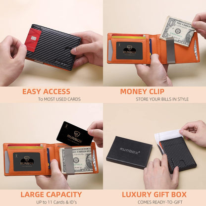 10 card slots with 12 total compartments plus removable id window