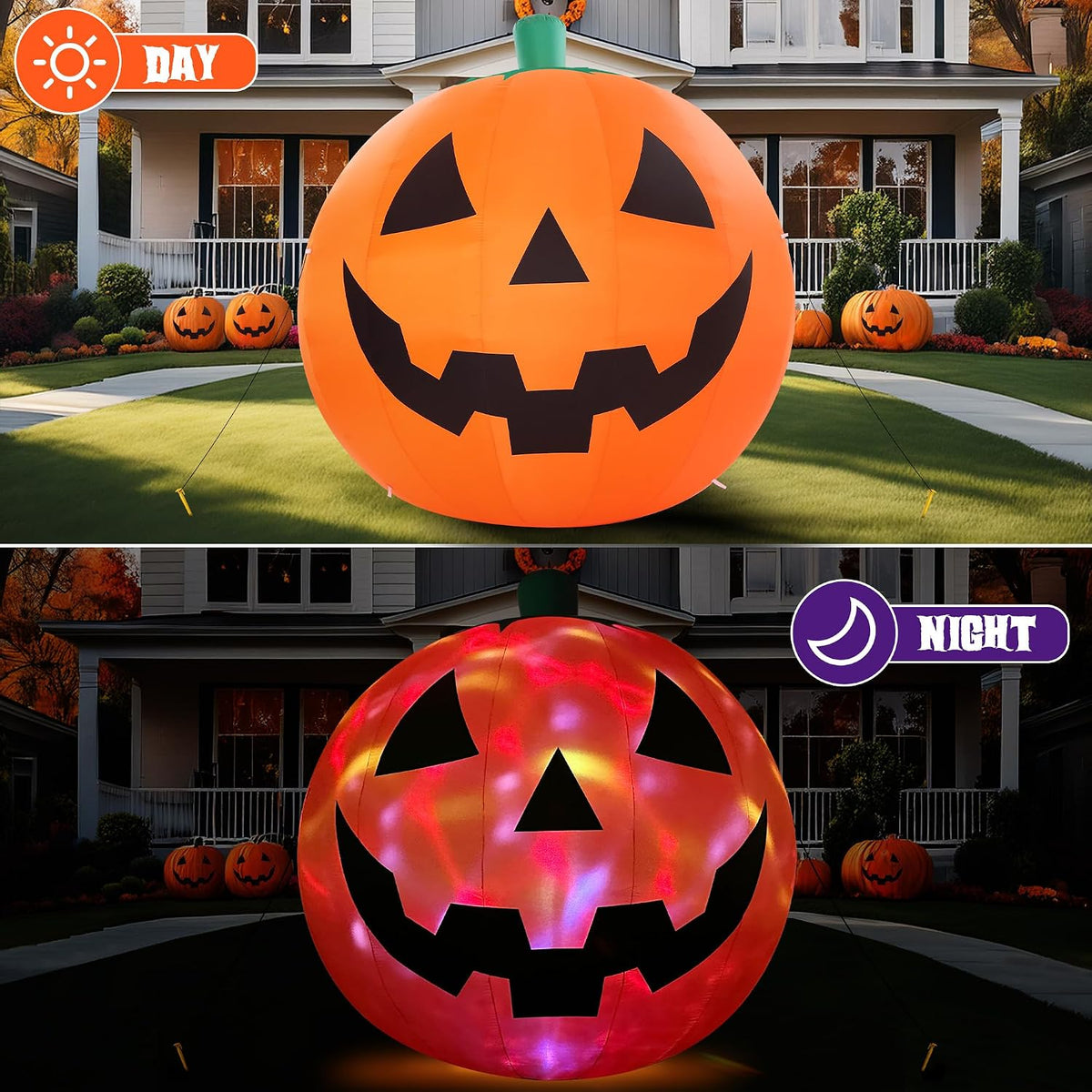 ZPISF Halloween Giant Pumpkin Inflatable - Living Room and Bedroom Atmosphere Piece with Soft Night Lighting
