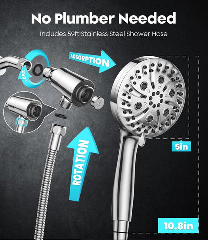 AquaLux Senior Friendly Shower Head – Accessible Family Bathroom with Magnetic Docking Handheld