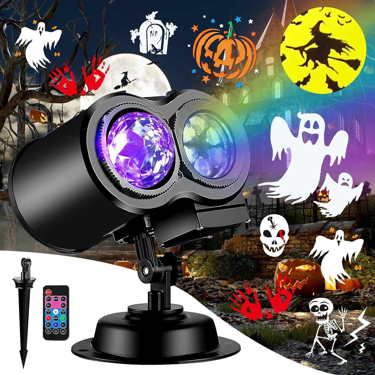 10-watt rgb led digital projector with animated ocean-wave and pattern effects, remote control, and high-definition projection