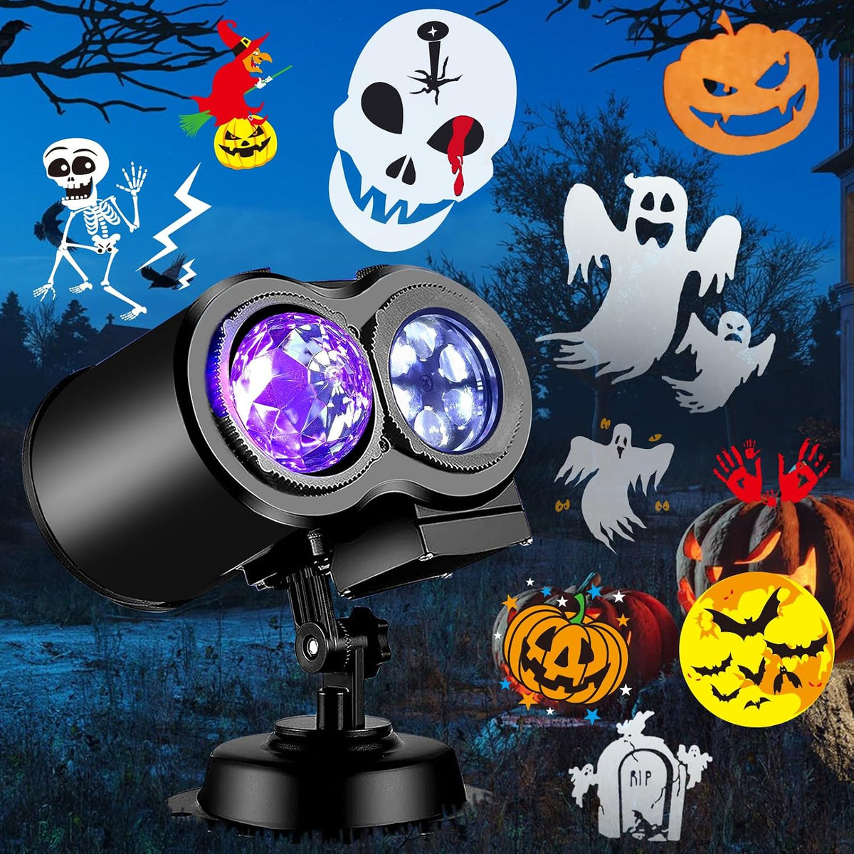 FLITI Waterproof RGB Projector for Backyard Family Gatherings, Remote-Controlled Animated Lighting Without Wax