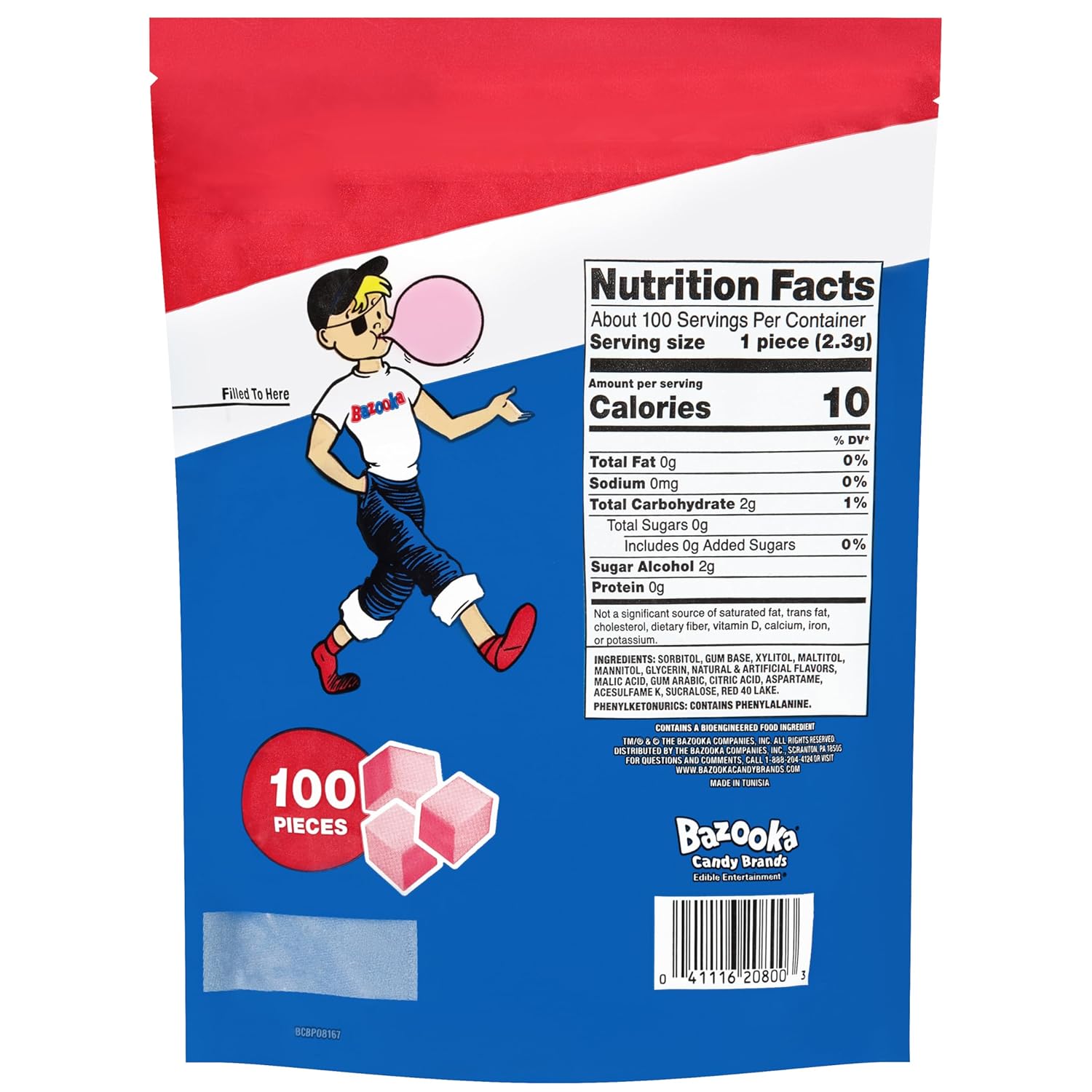 100 individually chewy cubes per resealable stand-up pouch