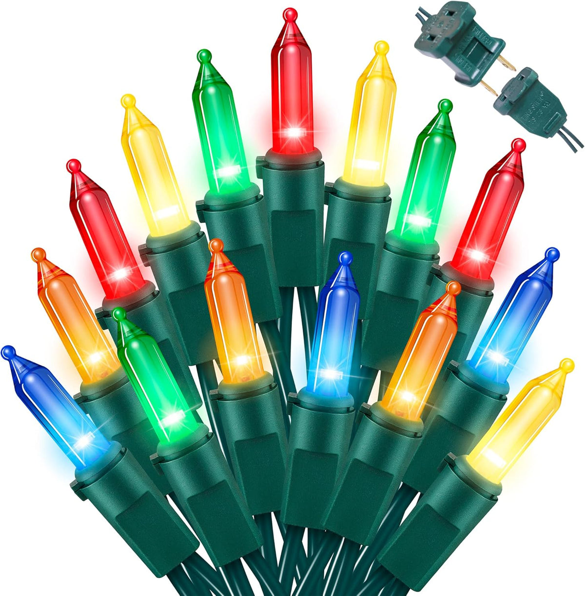100 led bulbs on 21.6ft string with 2.48-inch bulb spacing