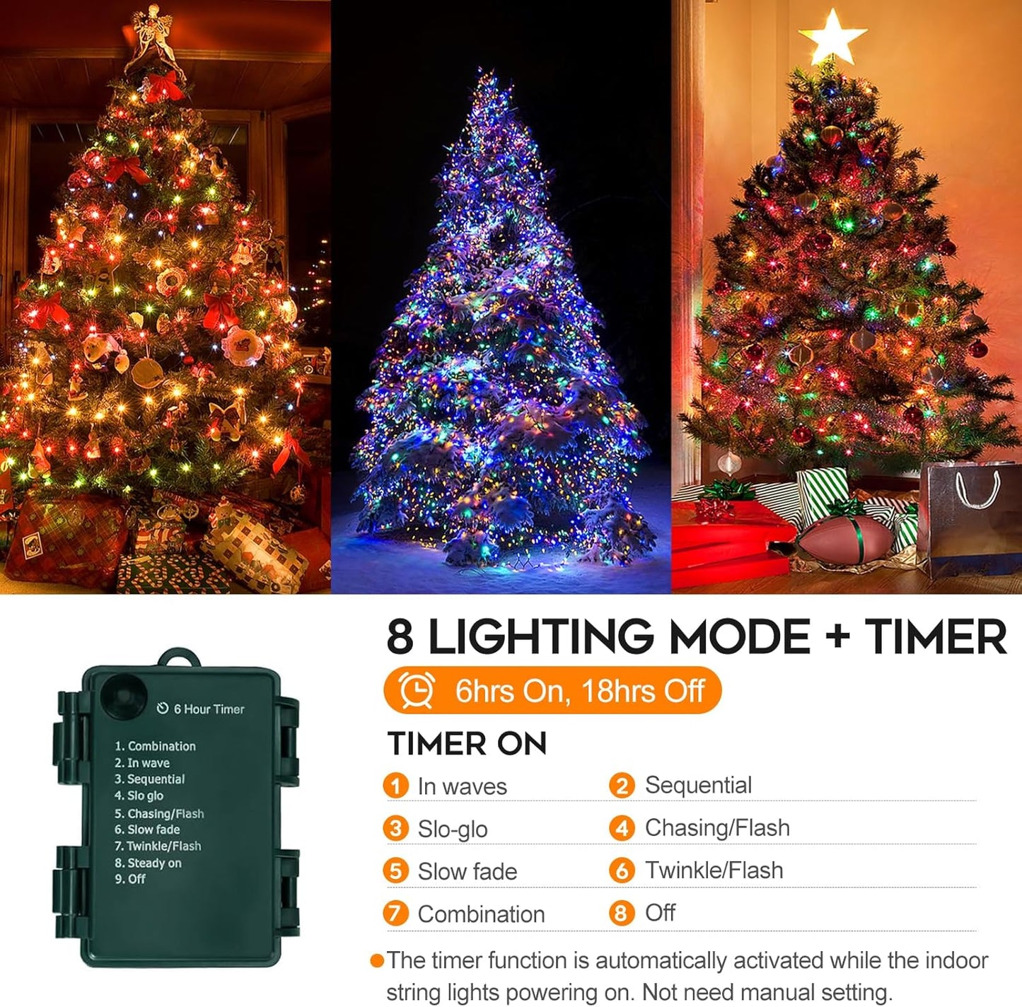 100 leds on 33 ft of dark green wire with 4-inch spacing (plus 200 led / 66 ft variants)