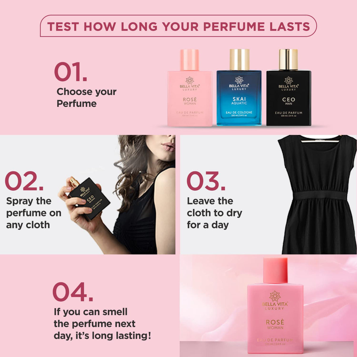 Bellavita Luxury ROSE Eau de Parfum – Stress-Relieving Scent for Her, Perfect for Journaling and Quiet Time