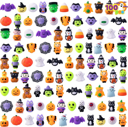 100-piece bulk pack with 28 unique halloween-themed mochi designs