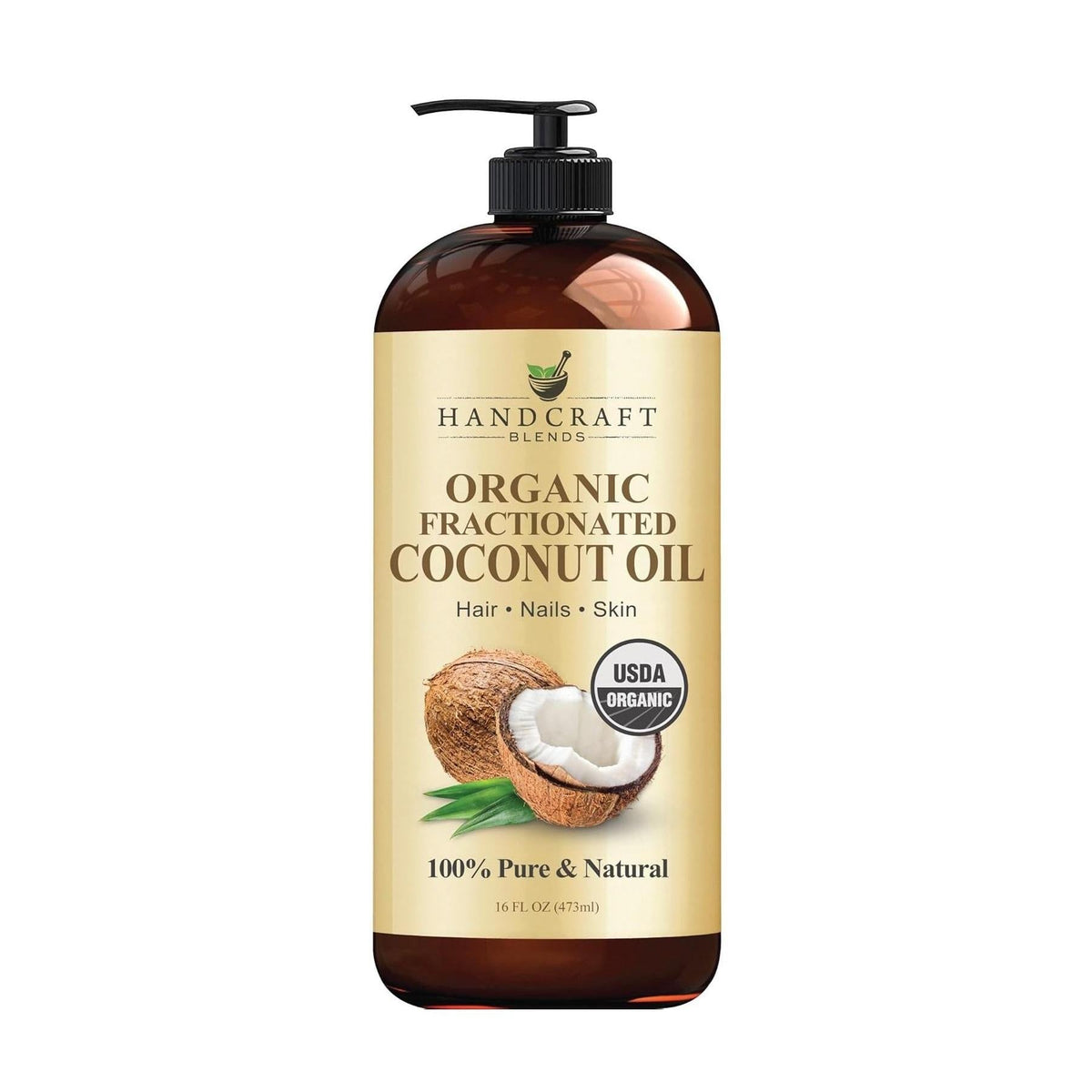 100% pure organic fractionated coconut oil that remains liquid at room temperature