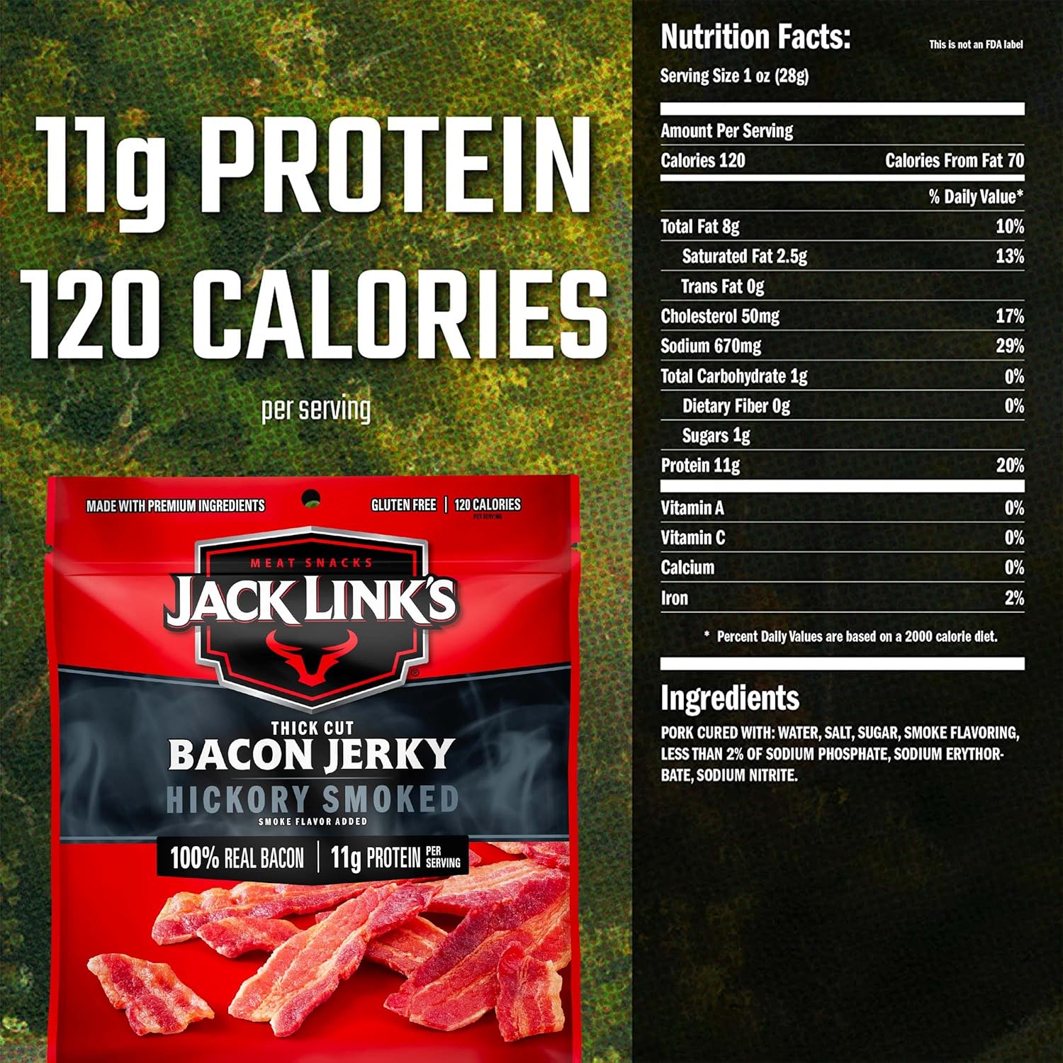 100% thick-cut real bacon construction