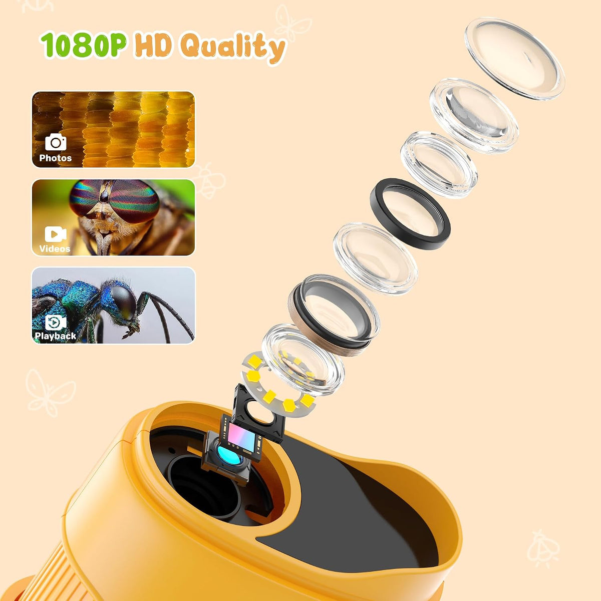 Birthday Gift Handheld Digital Microscope – 1000X STEM Toy for Science-Curious Kids, Gift Box Ready, Ages 3-12