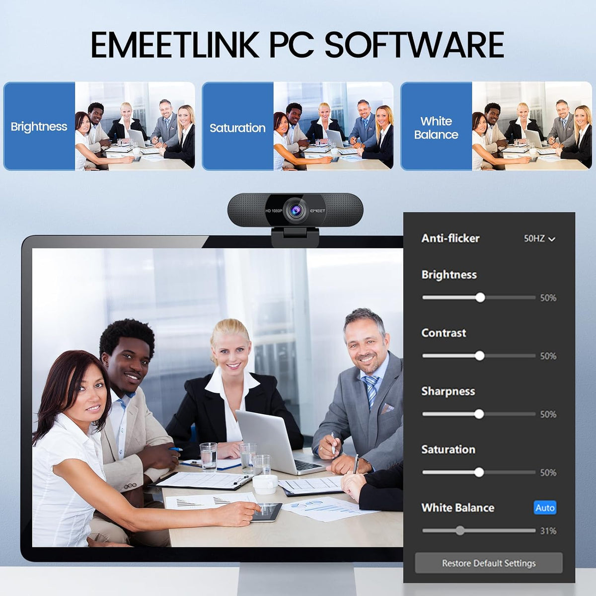 EMEET C960 1080P Webcam with Microphone, Family-Friendly Computer Camera for Kids' Online Classes