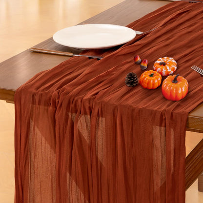 10ft (120 inch) long x 35 inch wide cheesecloth runner made of hand-dyed natural cotton