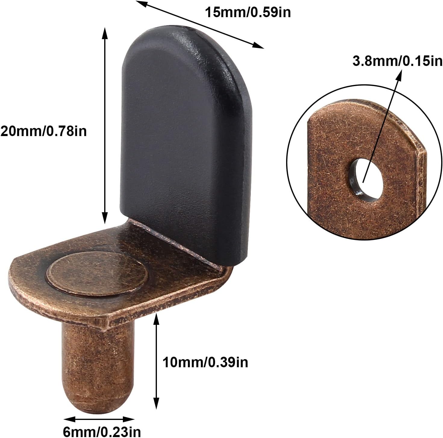 10mm pin length with 19mm x 15mm shelf rest