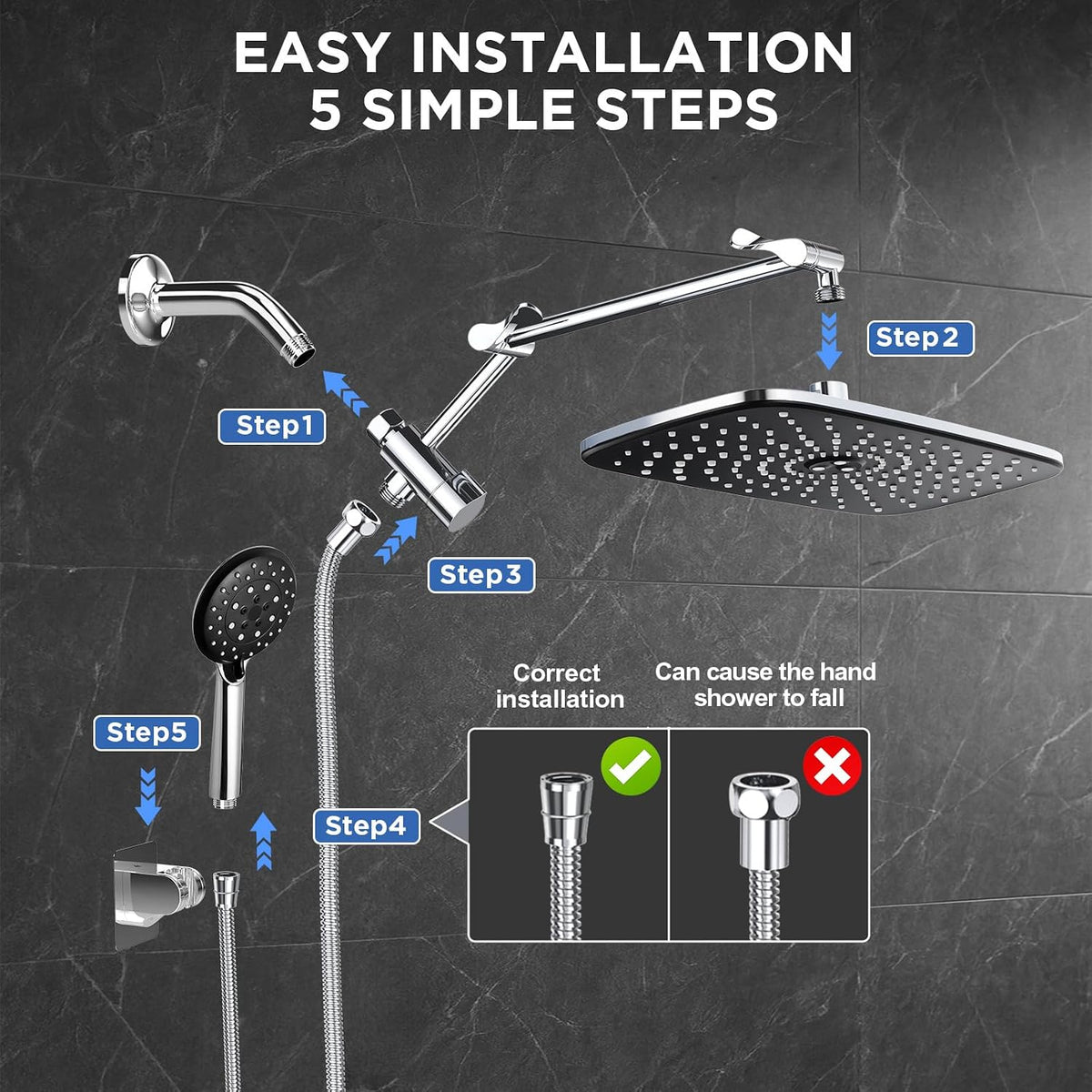 Veken 11.8 Inch Rainfall Shower Head in Seven Finishes, Coordinating Hardware for Cohesive Bathroom Aesthetic