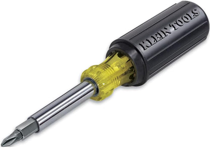 11-in-1 design combining 7 screwdriver tips and 3 nut driver sizes (3/8", 5/16", 1/4")