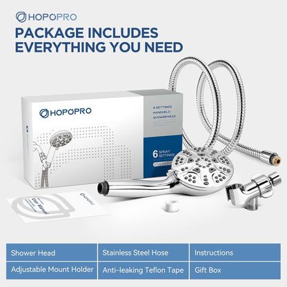 HOPOPRO High Pressure Shower Head Set with Filter – Chlorine-Reducing Handheld for Spa-Style Bath Time at Home