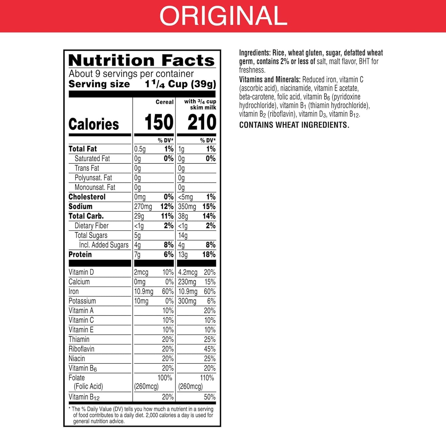 11 vitamins and minerals added per serving