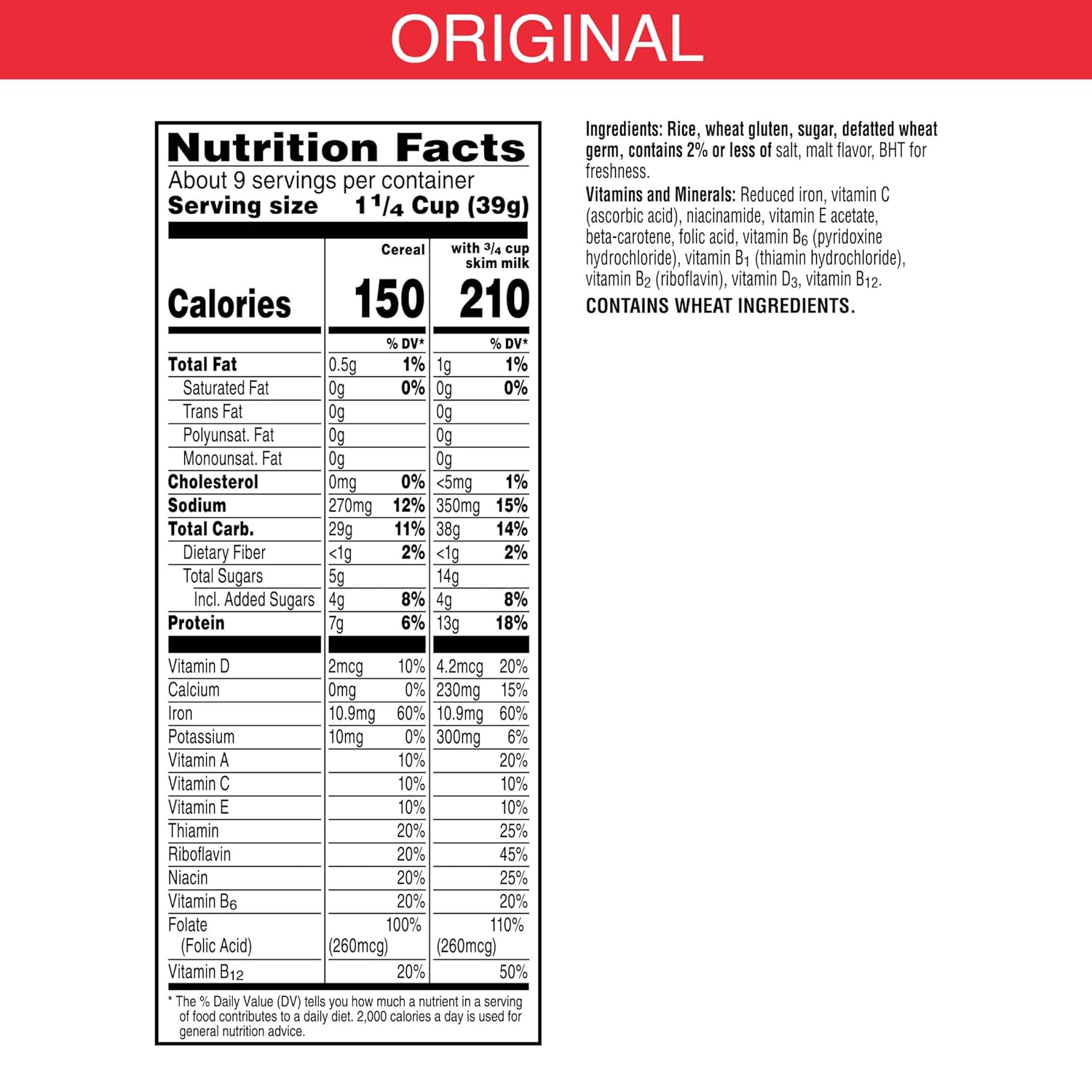 11 vitamins and minerals added per serving