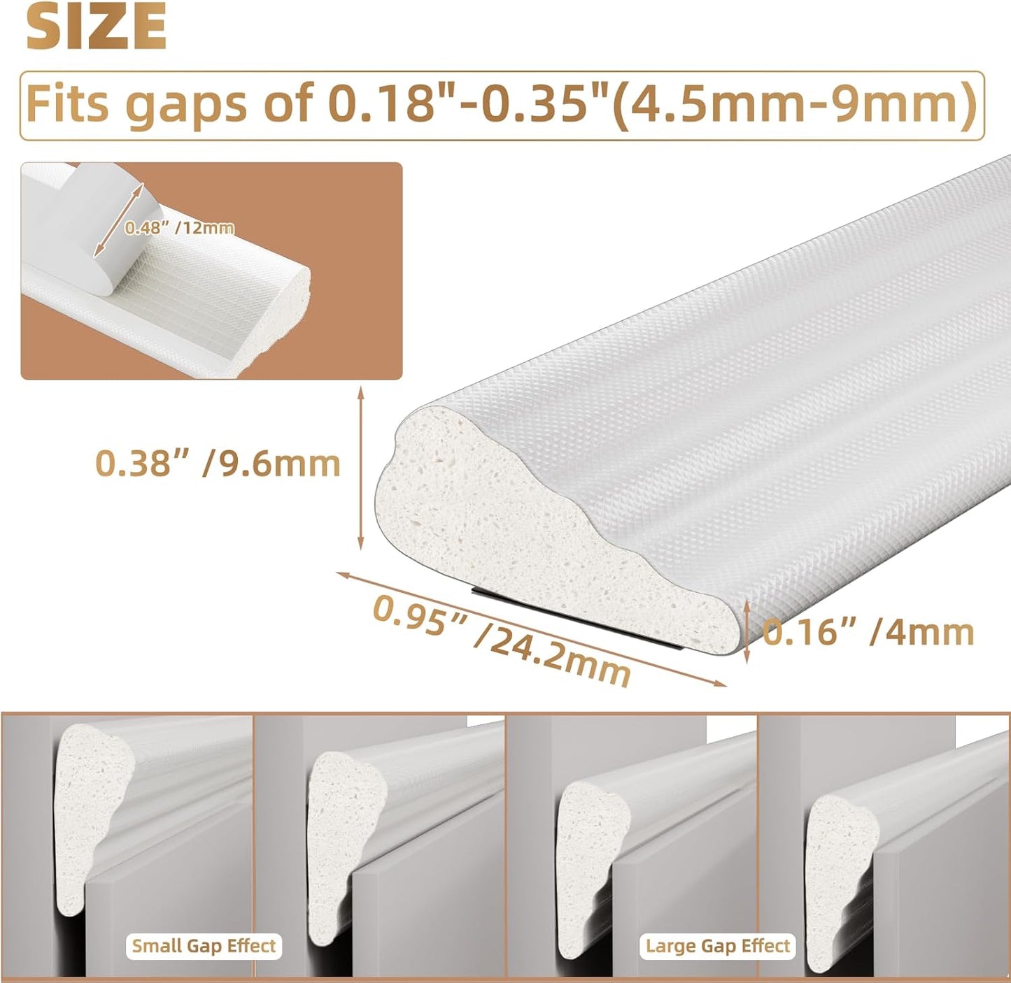 118" or 196" length options (sold as 1, 2, or 3-pack) to fit standard door and window perimeters