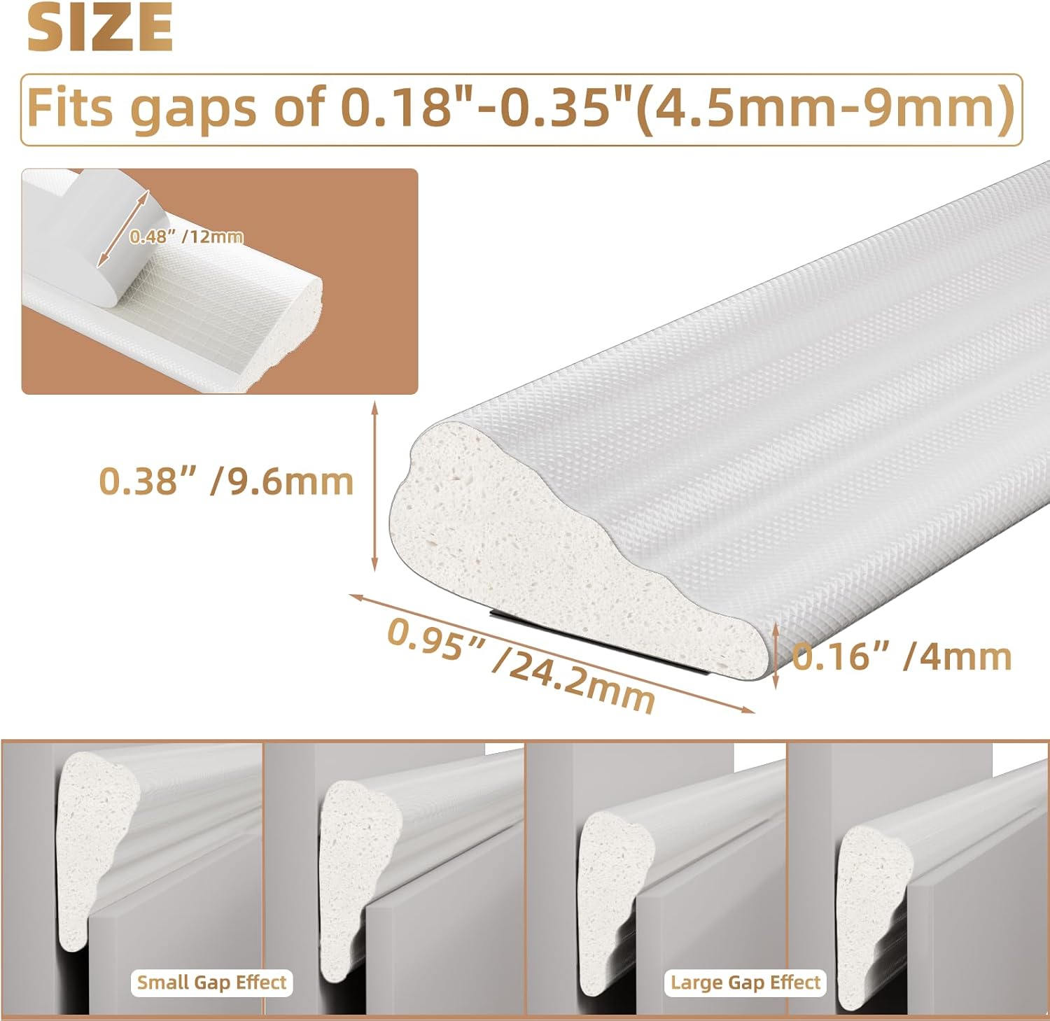 118" or 196" length options (sold as 1, 2, or 3-pack) to fit standard door and window perimeters