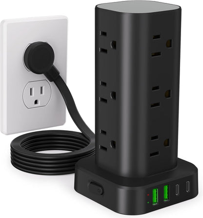 12 ac outlets plus 4 usb ports (2 usb-a, 2 usb-c) — 16 total charging points
