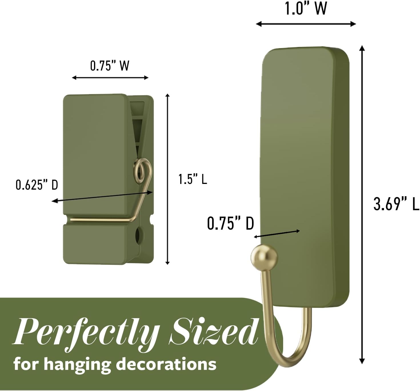 12 adhesive strips included (4 for hooks, 8 for clips)