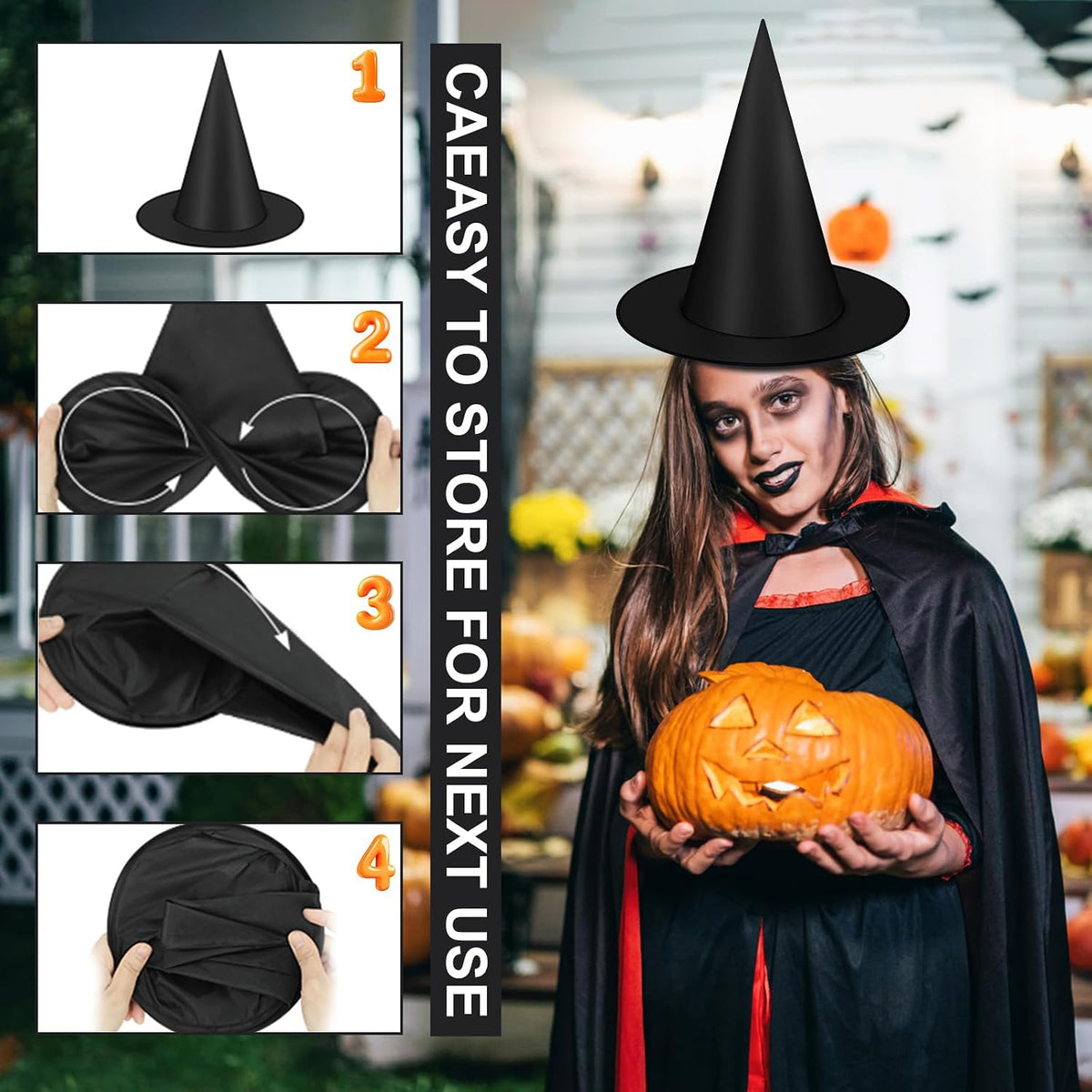 Famoby Lightweight Halloween Witch Hat and Bat Sticker Set – Kid-Friendly Playroom and Nursery Wall Decoration