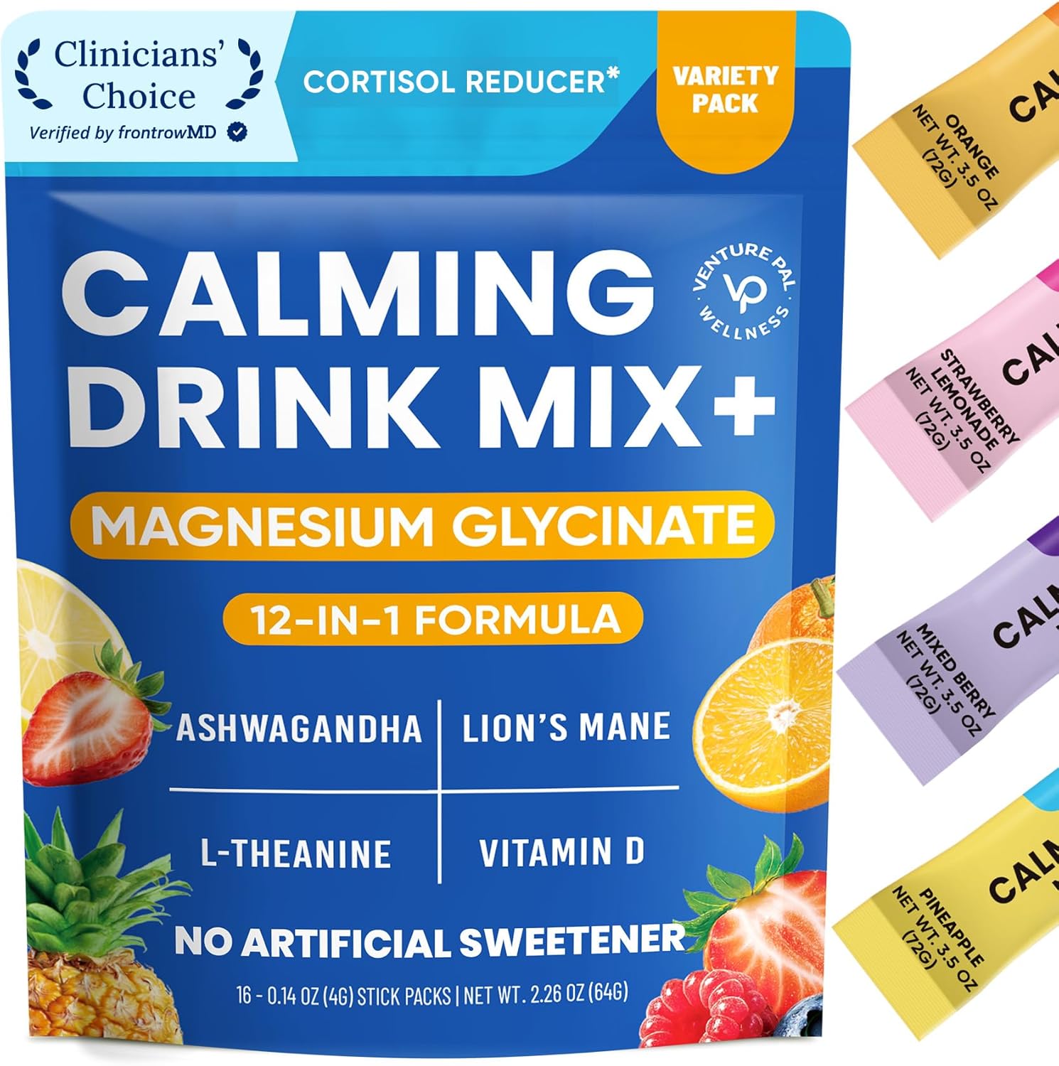 12-in-1 blend including magnesium glycinate, ashwagandha, l-theanine, lion's mane, vitamin d, and b-complex vitamins