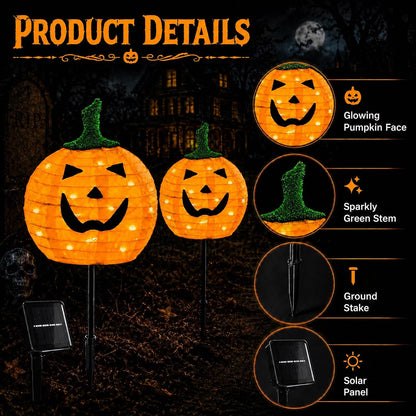 12-inch pumpkin heads with warm white led bulbs