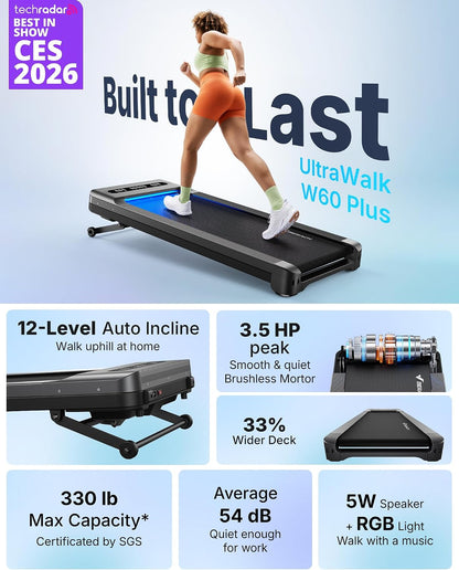 12-level automatic incline adjustment (up to 12% grade)