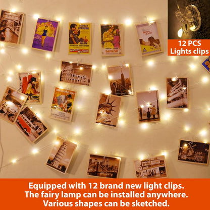 12 non-trace adhesive wall hooks included for routing lights along walls, ceilings, and roofs