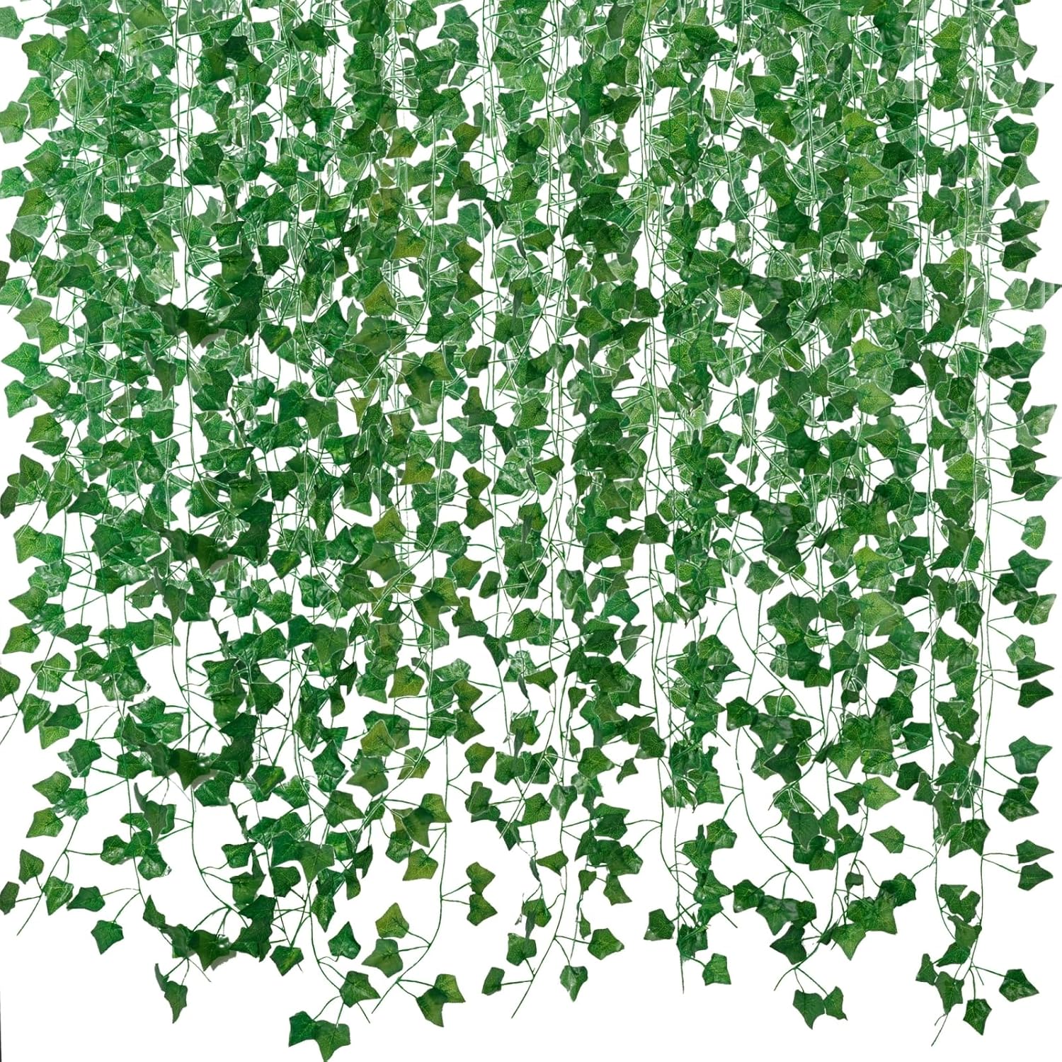 12-pack of 7-foot artificial ivy vines totaling 84 feet (scalable up to 689ft in larger variants)