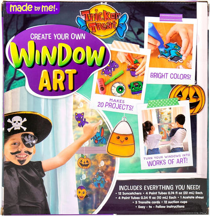 Made By Me Halloween Window Art for Kids – No-Brush Squeeze Tube Paint with Glow-in-the-Dark Yellow, Safe Craft for Kids' Windows Ages 6+