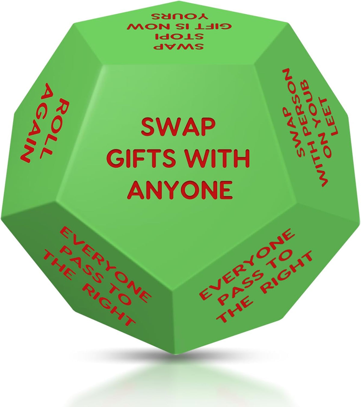 12-sided oversized die with dedicated play instructions on each face