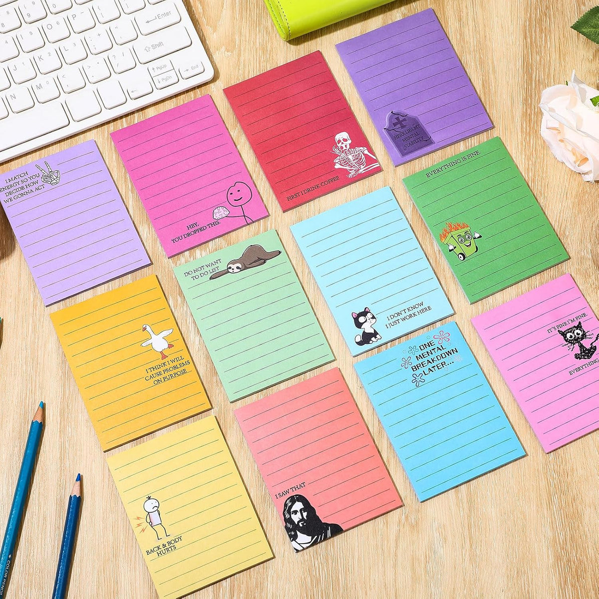Modern Themed Sticky Notes Set – Minimalist Office Aesthetic for Creative Studios and WFH Setups