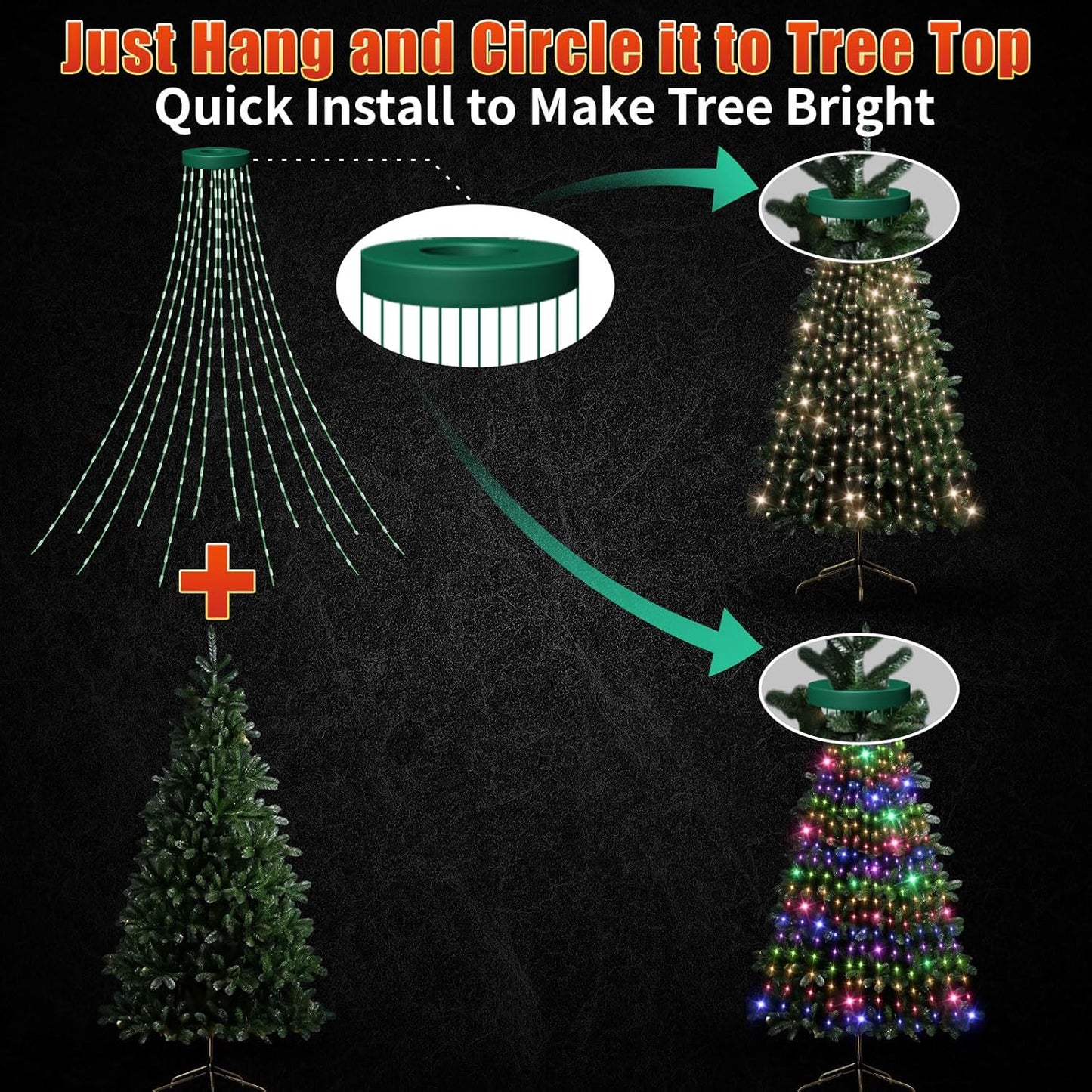 12 total modes: 9 lighting effects (combination, steady on, slo-glo, sequential, twinkle flash, slow fade, breathing, dimmable slo-glo) plus 3 timer presets