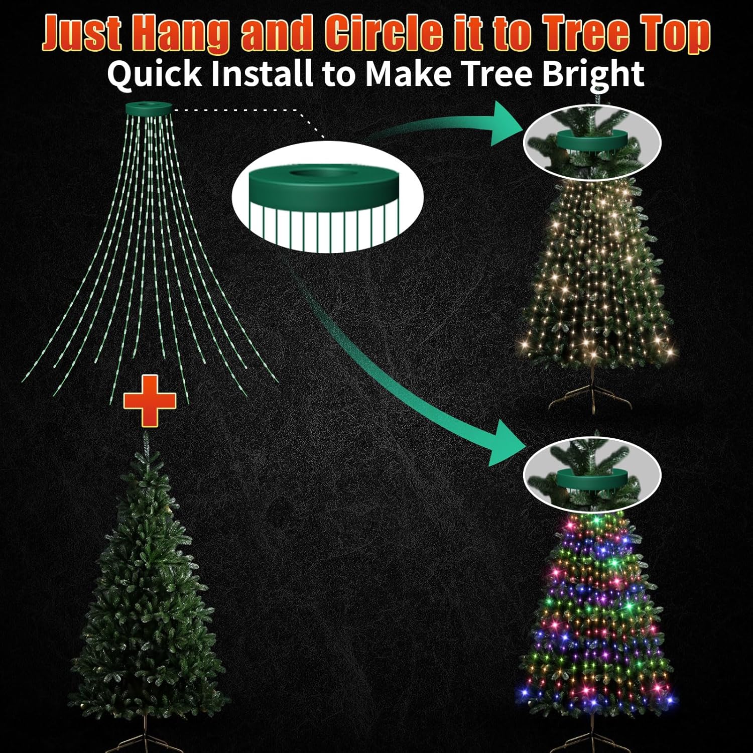 12 total modes: 9 lighting effects (combination, steady on, slo-glo, sequential, twinkle flash, slow fade, breathing, dimmable slo-glo) plus 3 timer presets