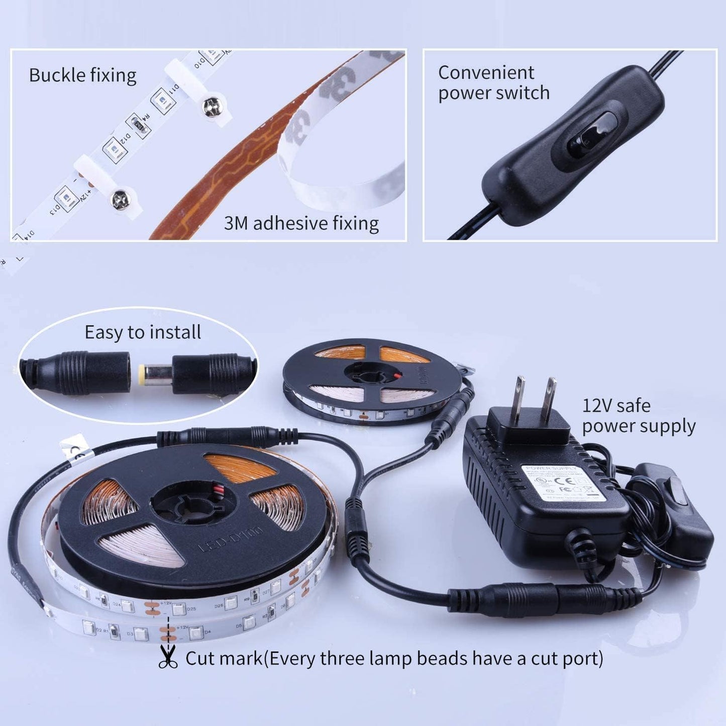 12v dc low-voltage operation with included power adapter