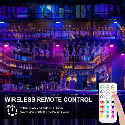 13 color options including warm white (3000k) and 12 preset hues with smooth and fade modes